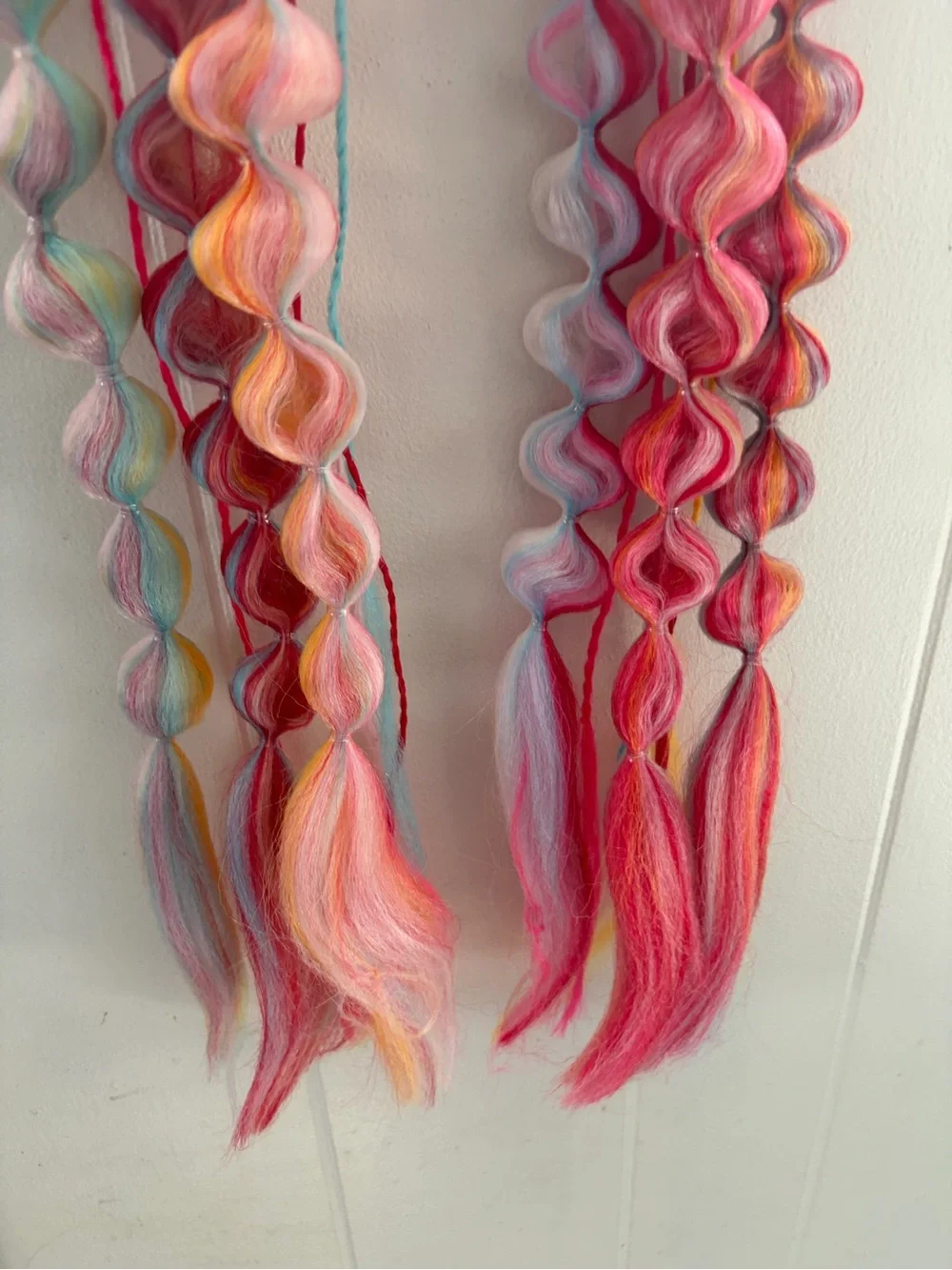 Handmade Rainbow & Pink Hair Extension Set